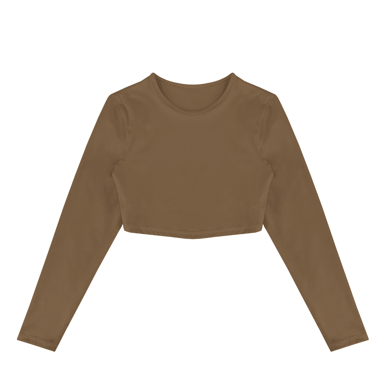 Haut court ajusté à manches longues pour femme – Modèle couleur moka