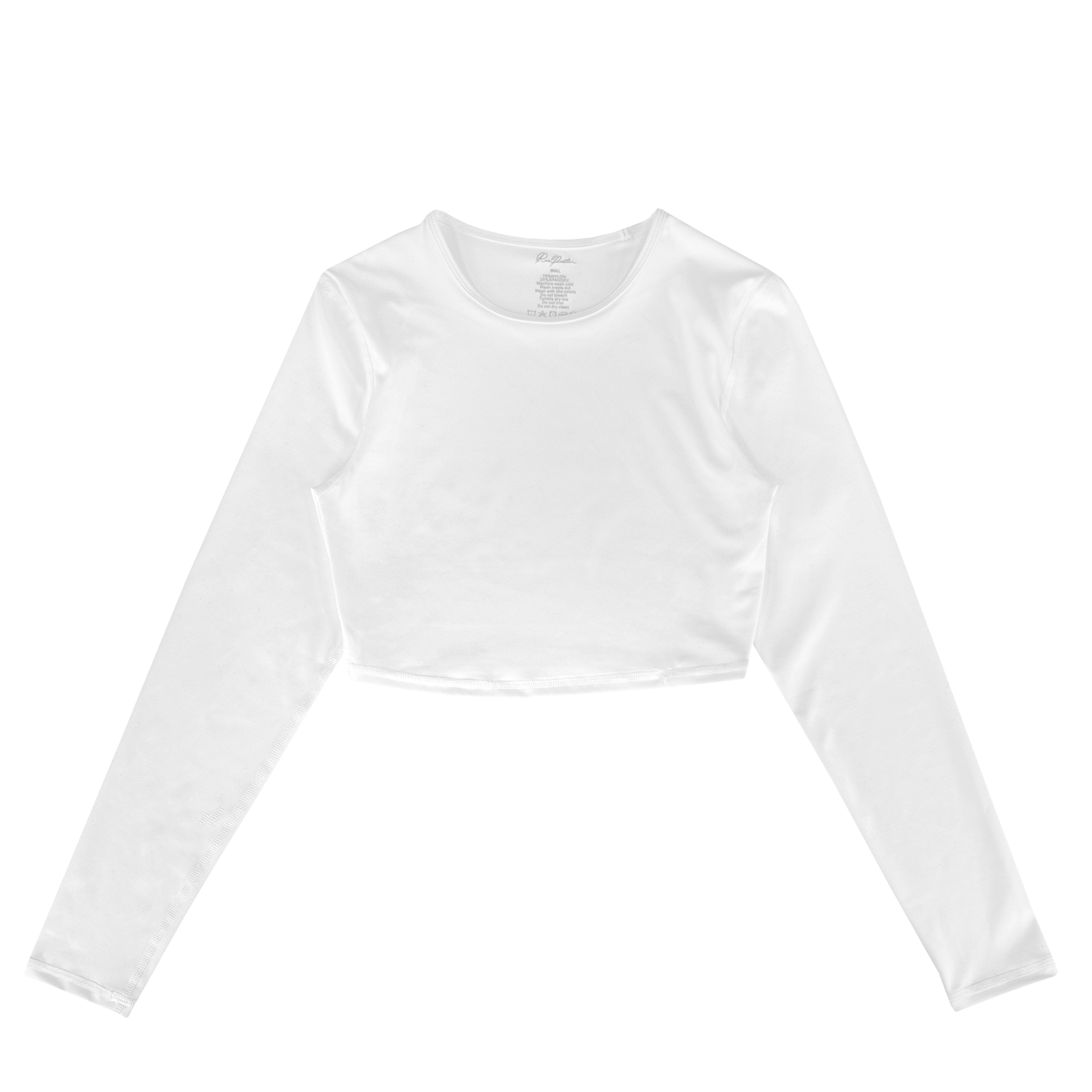 Luxury fitted cropped long-sleeved top – white