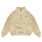 Pull à col rond avec demi-fermeture éclair – couleur blé