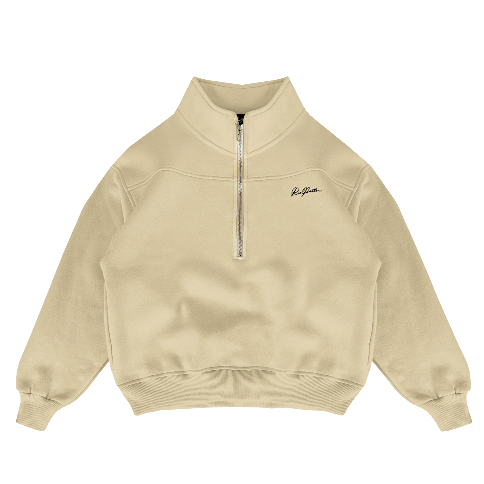 Pull à col rond avec demi-fermeture éclair – couleur blé